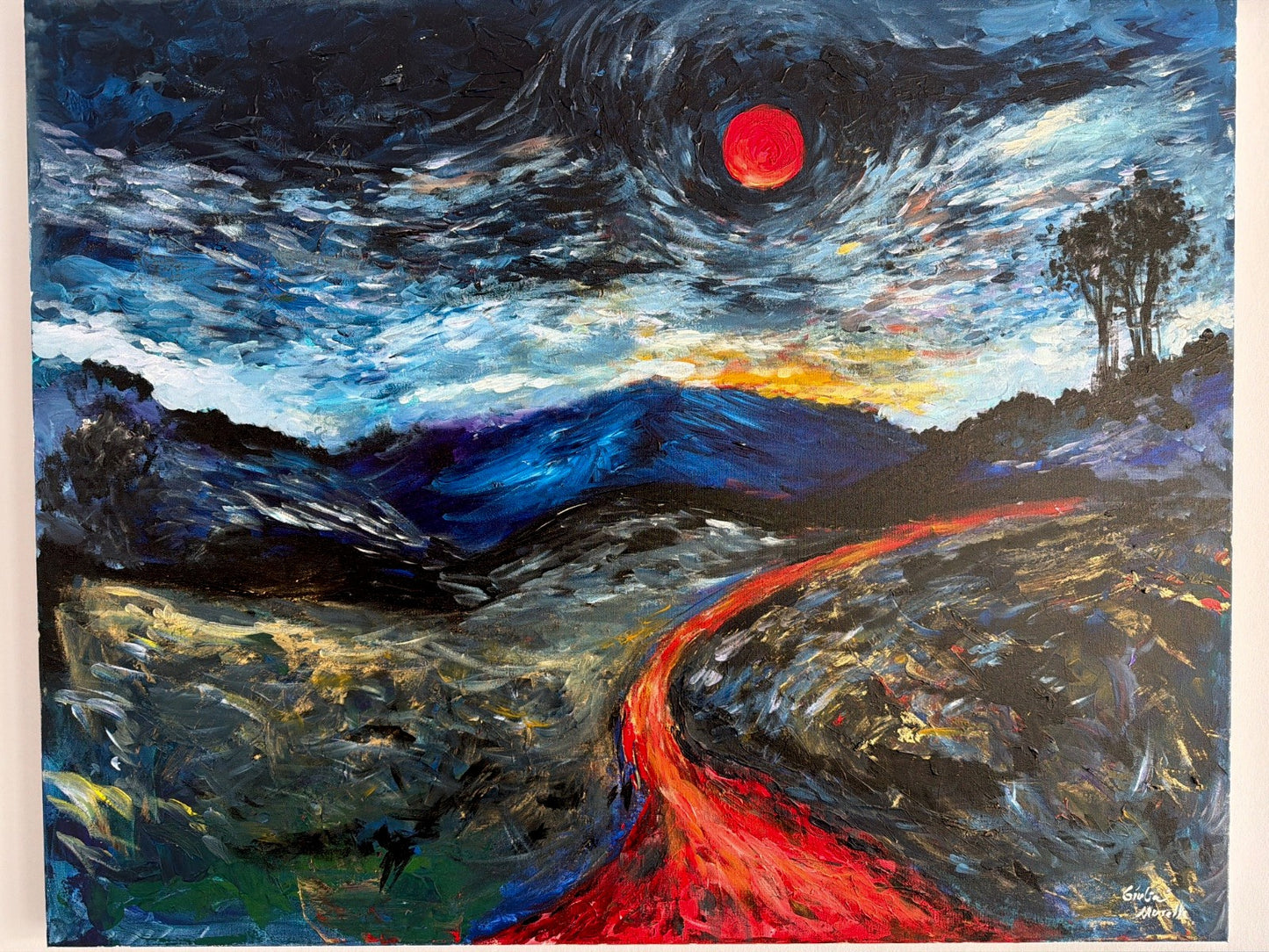Roter Lebensfaden Teil 2 – Acryl auf Leinwand, 100 × 80 cm – Giulia Musella