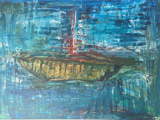 Schiff unter Sternen — Acryl auf Leinwand, 140 × 100 cm — Giulia Musella