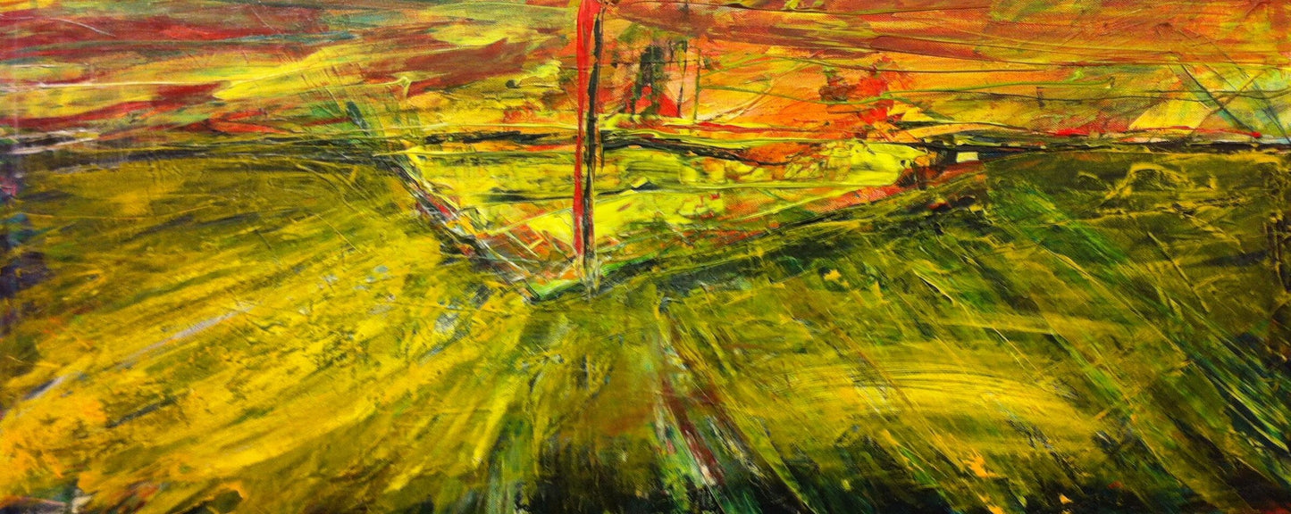 Boot in Umbruchsstimmung — Acryl auf Leinwand, 100 × 40 cm — Giulia Musella (Archiv)