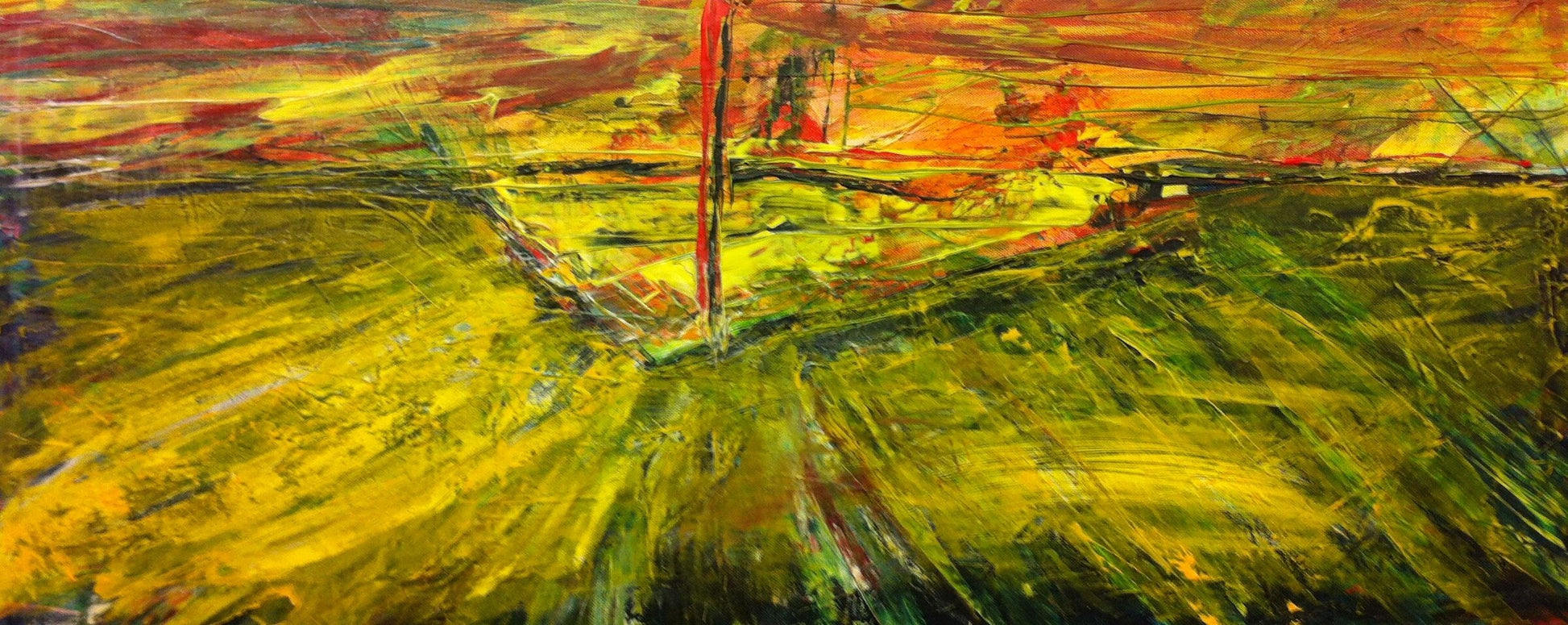 Boot in Umbruchsstimmung — Acryl auf Leinwand, 100 × 40 cm — Giulia Musella (Archiv)