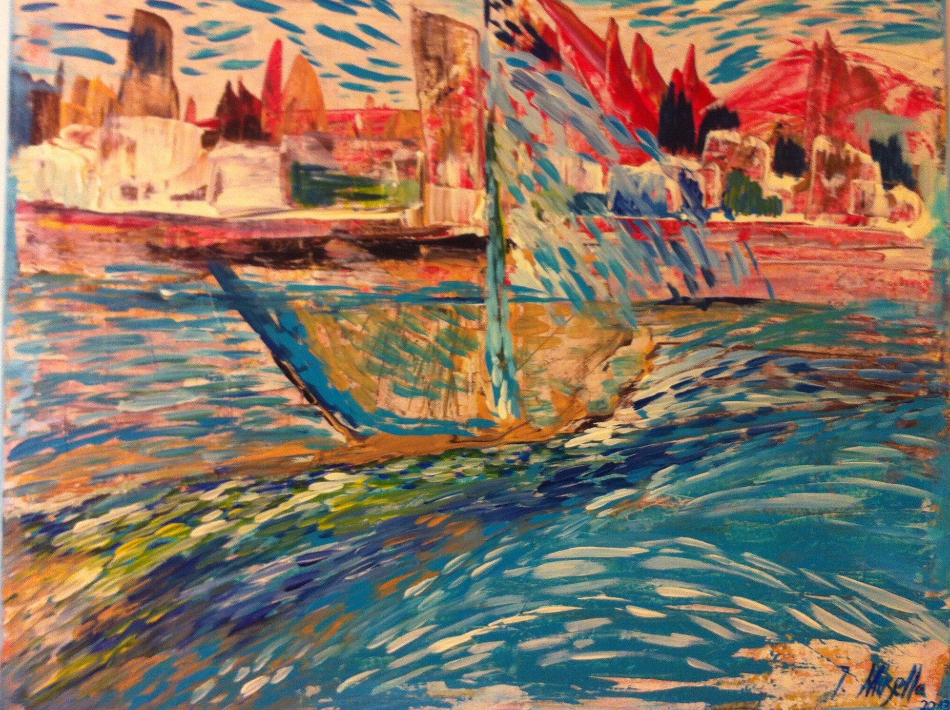 Schifffahrt — Acryl auf Leinwand, 100 × 80 cm — Giulia Musella (Archiv)