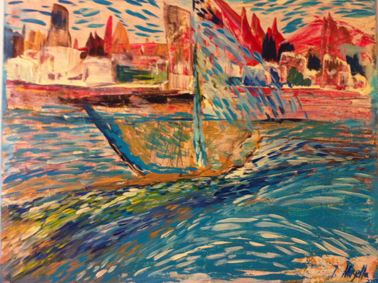 Schifffahrt — Acryl auf Leinwand, 100 × 80 cm — Giulia Musella (Archiv)